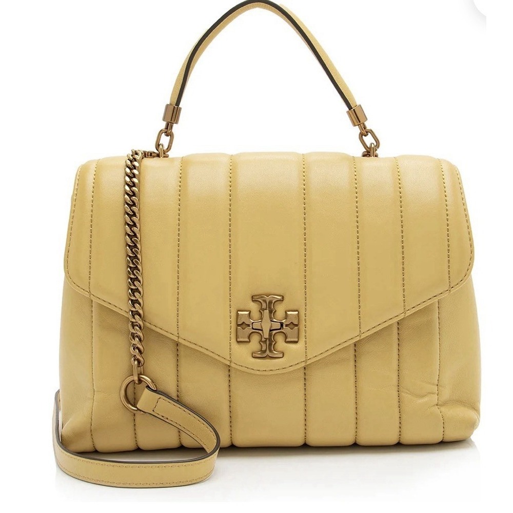Tory Burch Kira Quilted Medium Top Handle Satchel Crossbody In Beeswax 798$ New